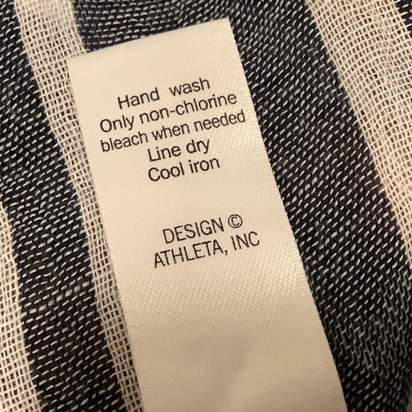 ATHLETA| Swim Cover-up X-Small Black White Stripes Tassles 100% Cotton - Picture 5 of 6